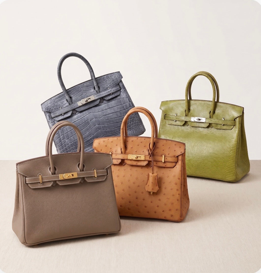 Sac Hermès en cuir Togo ou Epsom présentant les différentes teintes emblématiques de la maison, sélection Studio Vintage Marseille